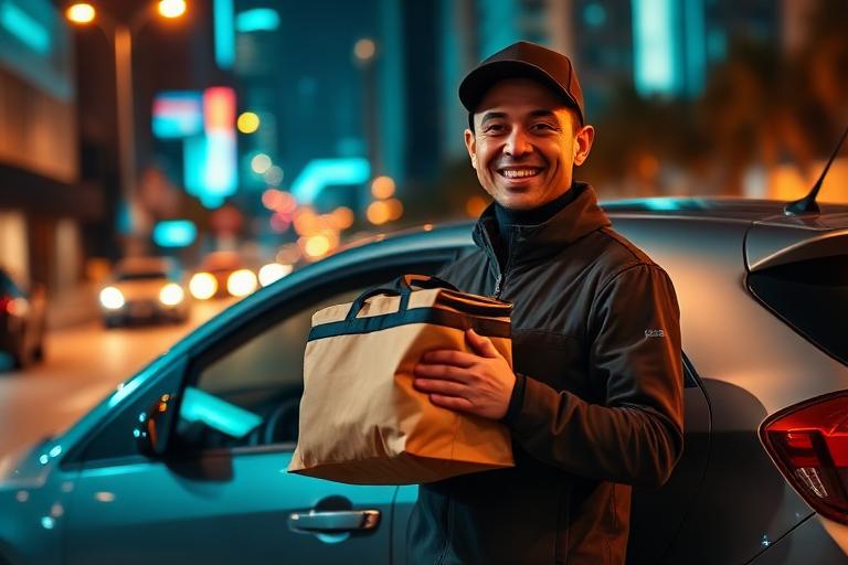 Food driver Andre W. beside the 2020 Honda Accord