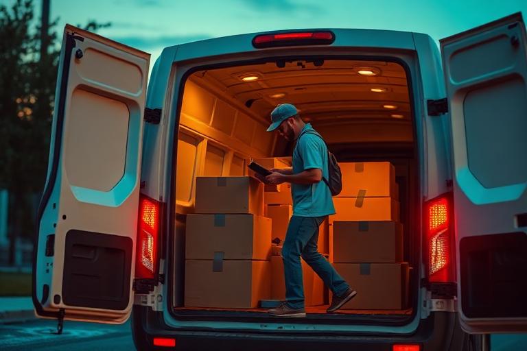Parcel driver Kesha B. beside the 2021 Sprinter Van