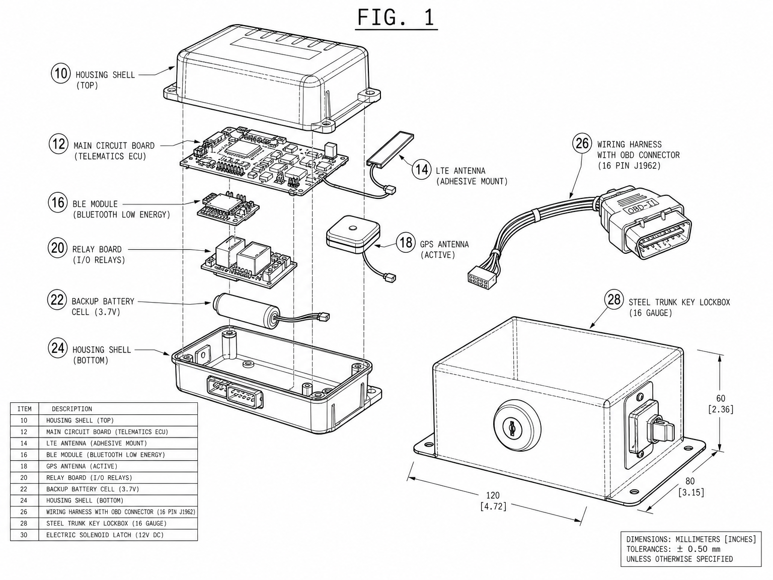 FIG. 1 exploded assembly of the Prompt2Go Box